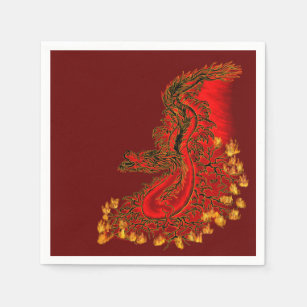 Guardanapo De Papel Design de ouro e vermelho do Dragão da China