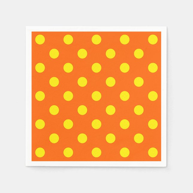 Guardanapo De Papel Design de Padrão de Bolinhas Amarelo em Laranja (Frente)