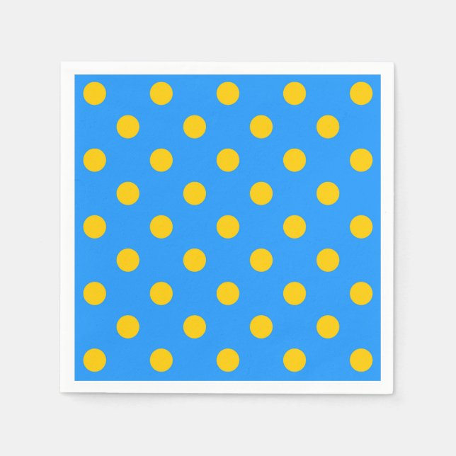 Guardanapo De Papel Design de Padrão de Bolinhas Amarelo no Azul (Frente)