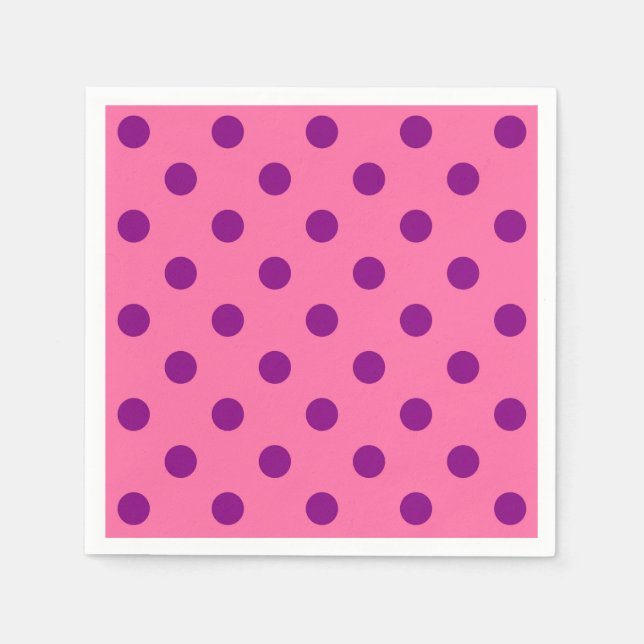 Guardanapo De Papel Design De Padrão De Bolinhas Roxo A Rosa (Frente)