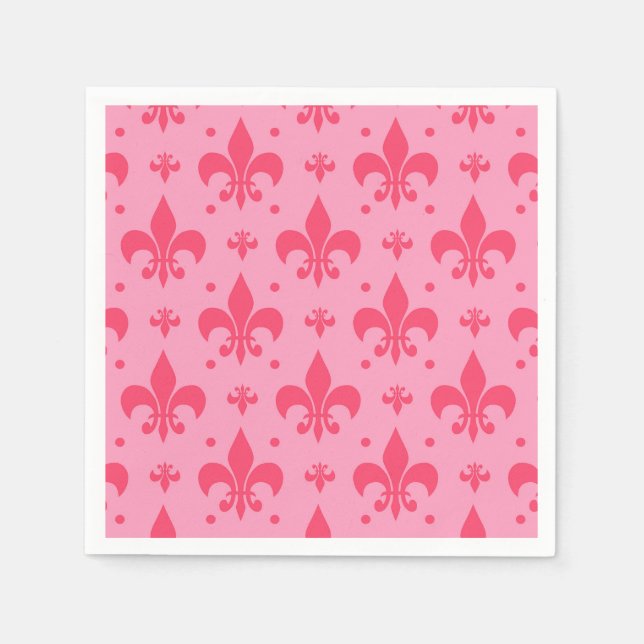 Guardanapo De Papel Design de padrão rosa Fleur-de-lis (Frente)