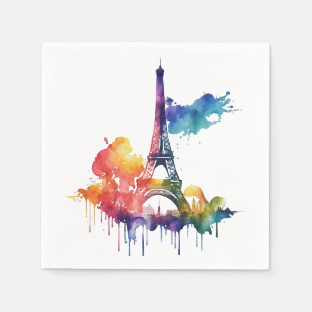 Guardanapo De Papel Design de Paris com placas coloridas (Frente)