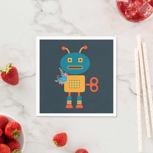 Guardanapo De Papel Design de robots bonitos para crianças (Insitu)