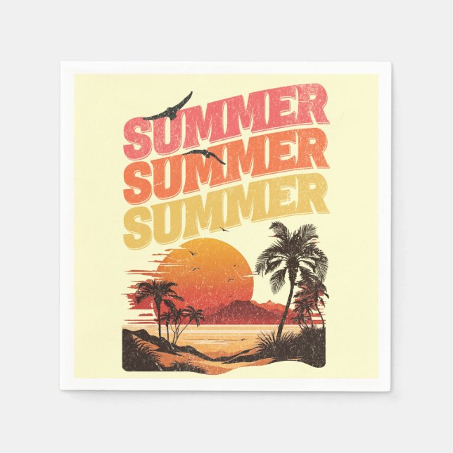 Guardanapo De Papel Design de texto de Verão (Frente)