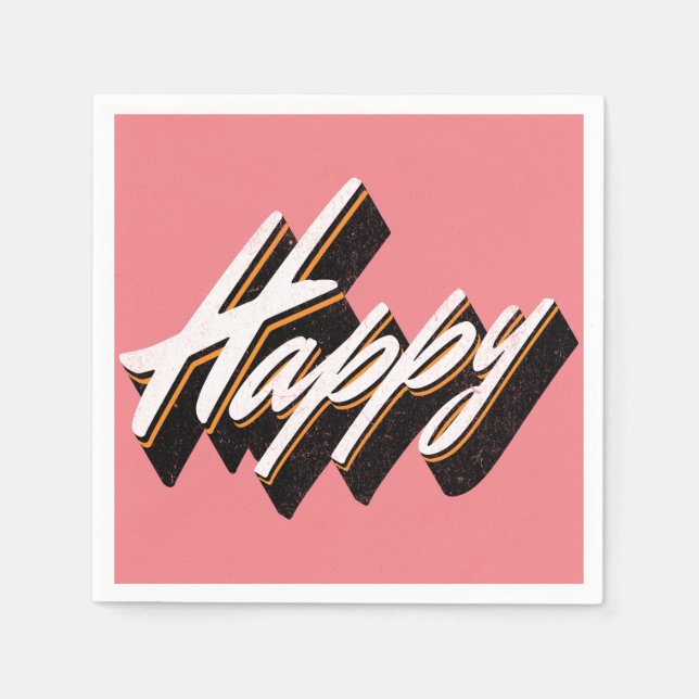 Guardanapo De Papel Design de texto Feliz (Frente)