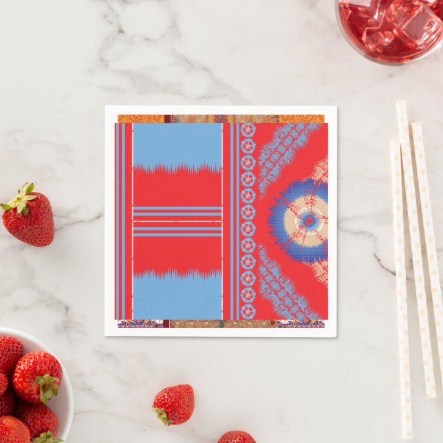 Guardanapo De Papel design de um padrão vermelho e azul (Insitu)