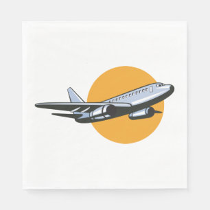 Guardanapo De Papel Design de Viagem de Jato de Vintage de Avião Retro