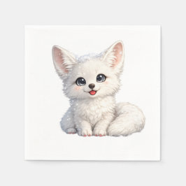 Guardanapo De Papel Design de Vibrações Positivas Raposa Ártica Fofa