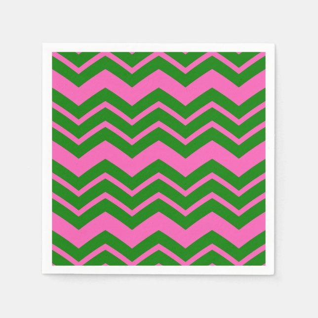 Guardanapo De Papel Design de Ziguezague Chevron Verde Rosa  (Frente)