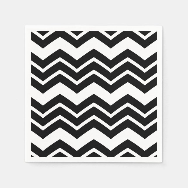 Guardanapo De Papel Design do padrão Chevron preto branco Zigzag preto (Frente)