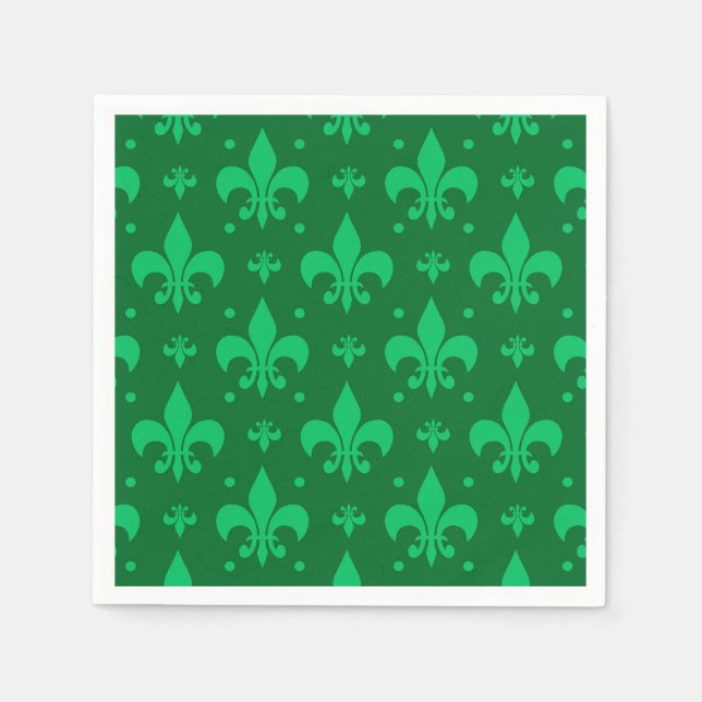 Guardanapo De Papel Design do padrão Fleur-de-lis verde (Frente)