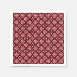 Guardanapo De Papel Design Elegante de Padrão Vermelho e Dourado