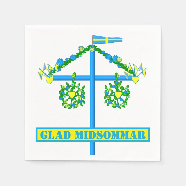 Guardanapo De Papel design escandinava,Midsommar Glad Personalizado (Frente)
