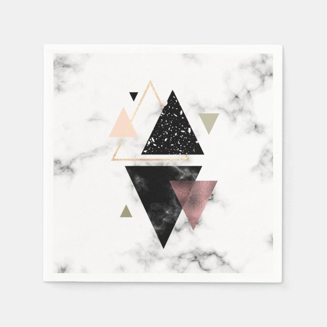 Guardanapo De Papel Design Geométrico de Mármore Metálico (Frente)