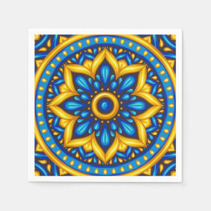 Guardanapo De Papel Design mexicano de azul e amarelo