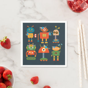 Guardanapo De Papel design para crianças de robôs lindos