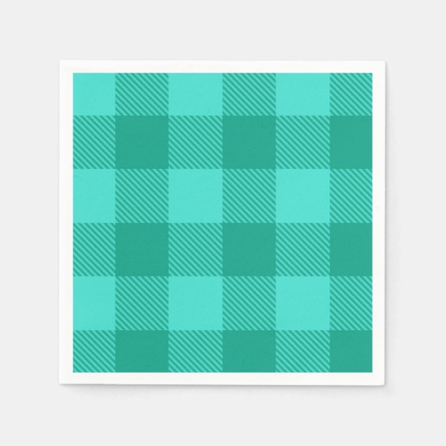Guardanapo De Papel Design Xadrez Gingham Azul-Verde e Turquesa  (Frente)
