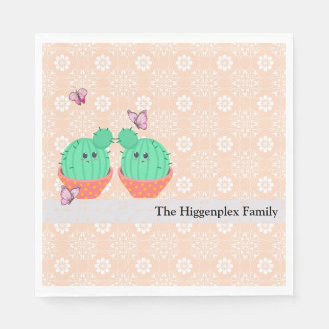 Guardanapo De Papel Designer Napkins com Cactos (Frente)