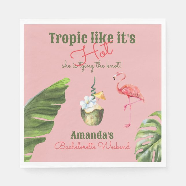 Guardanapo De Papel Despedida de Solteira Rosa Tropical em Palm Spring (Frente)
