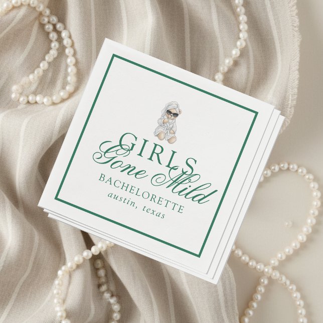 Guardanapo De Papel Despedida de Solteira Spa Urso Garotas Moderadas (Not every bachelorette party needs to be wild—and that’s exactly the vibe Girls Gone Mild!)