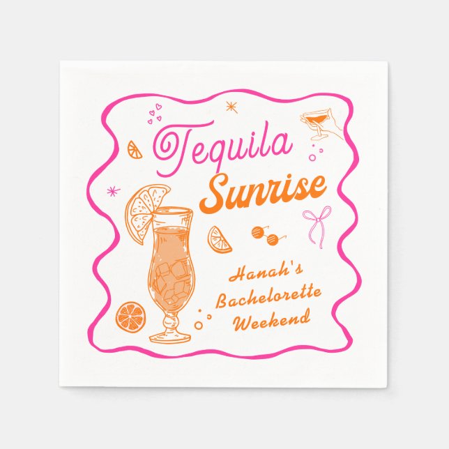 Guardanapo De Papel Despedida de Solteira Tequila Sunrise (Frente)