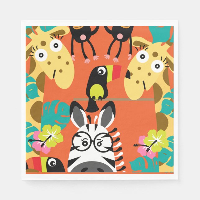 Guardanapo De Papel Desperdício de animais da selva (Frente)