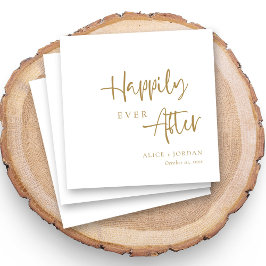 Guardanapo De Papel Destaque Dourado Feliz Para Sempre Após Casamento