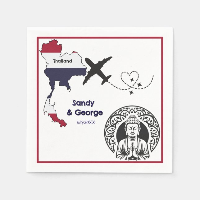 Guardanapo De Papel Destino de Casamento no Exterior - Tailândia (Frente)