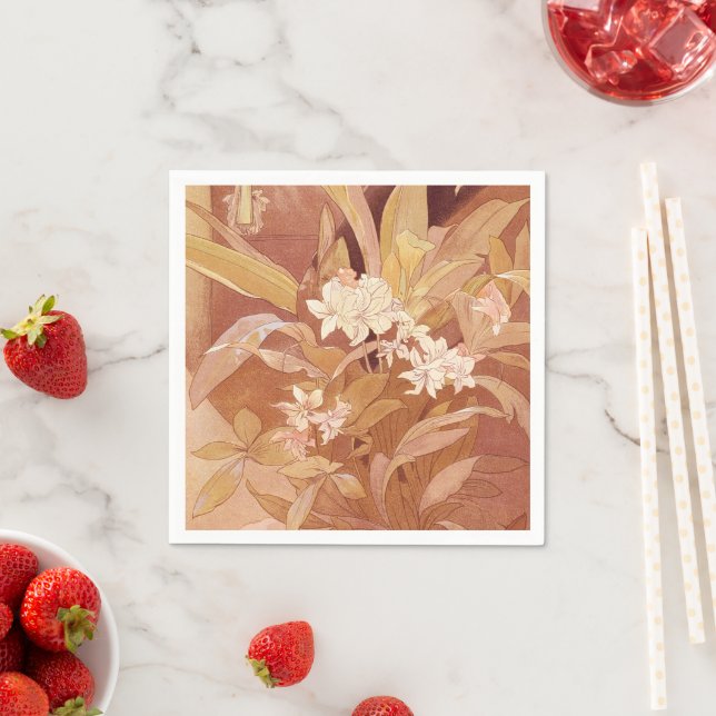 Guardanapo De Papel Detalhe Floral Alphonse Mucha Art Nouveau (Insitu)