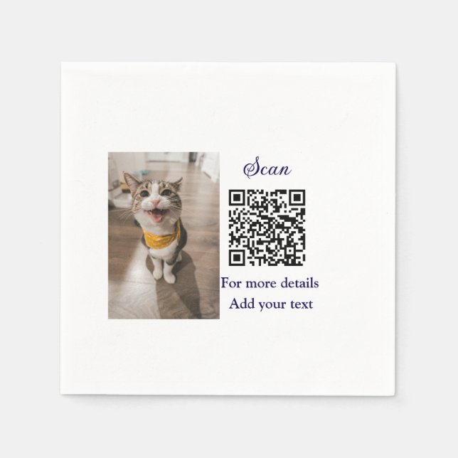 Guardanapo De Papel Detalhes simples do nome do animal QR código adici (Frente)