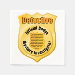 Guardanapo De Papel Detetive Oficial Crachá Mistério Investigador