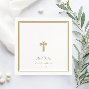 Guardanapo De Papel Deus Abençoe Menina Cruz de Ouro Batismo