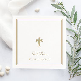 Guardanapo De Papel Deus Abençoe Menina Cruz de Ouro Batismo