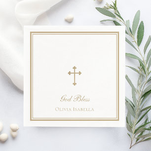 Guardanapo De Papel Deus Abençoe Menina Cruz de Ouro Batismo