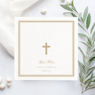 Guardanapo De Papel Deus Abençoe Menina Cruz de Ouro Batismo