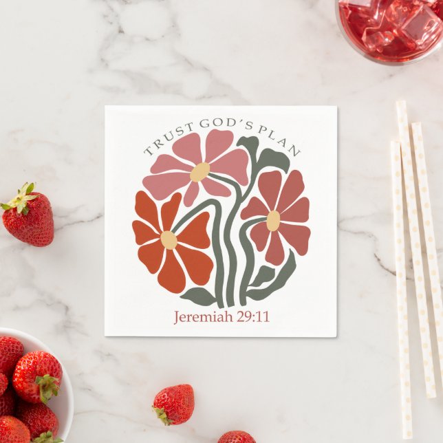 Guardanapo De Papel Deuses confiantes planejam Bíblia Verse Wildflower (Insitu)