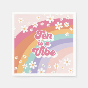 Guardanapo De Papel Dez é um Vibe Retro Rainbow 10º aniversário