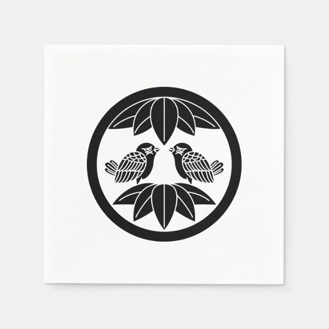 Guardanapo De Papel Dez folhas de bambu e pardais voltados para Nápole (Frente)