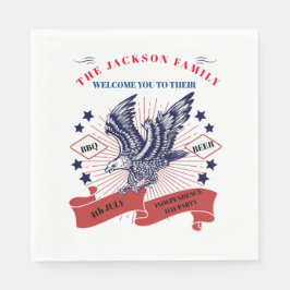 Guardanapo De Papel Dia 4 de julho da Independência. Texto editável.