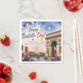 Guardanapo De Papel dia da Bastilha Arco do triunfo Paris França fogo 
