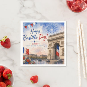 Guardanapo De Papel dia da Bastilha Arco do triunfo Paris França fogo 