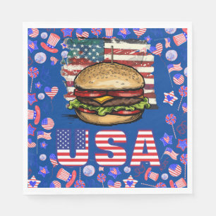 Guardanapo De Papel Dia da Independência em 4 de julho com Hamburger A