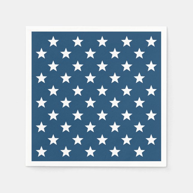 Guardanapo De Papel Dia da Independência Estrelas em Branco sobre Azul (Frente)