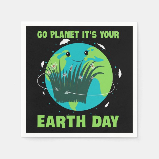 Guardanapo De Papel Dia da Terra: Planeta Ir É o Dia da Terra (Frente)
