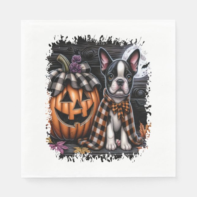 Guardanapo De Papel Dia das Bruxas de Boston Terrier Dog (Frente)