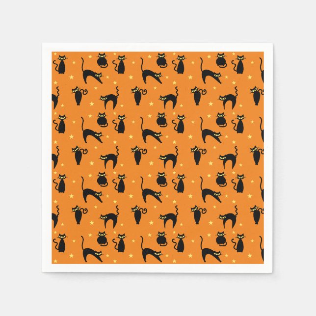 Guardanapo De Papel Dia das Bruxas de Gatos Negros (Frente)