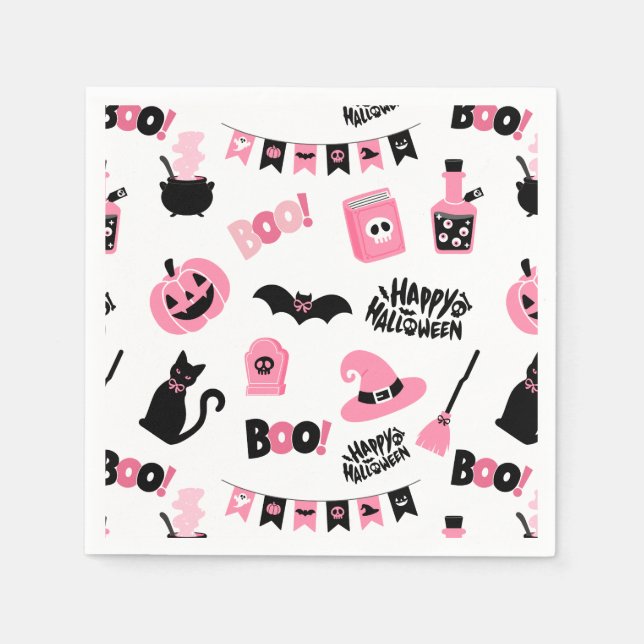 Guardanapo De Papel Dia das Bruxas Rosa e Negro (Frente)