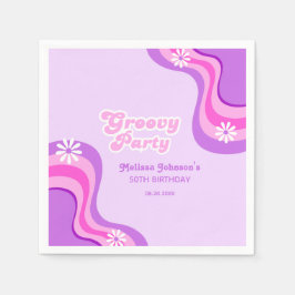 Guardanapo De Papel Dia de Aniversário do Partido Retro Groovy Daisies