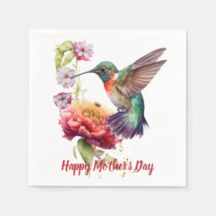 Guardanapo De Papel Dia de as mães Aquarela Arte Floral Hummingbird