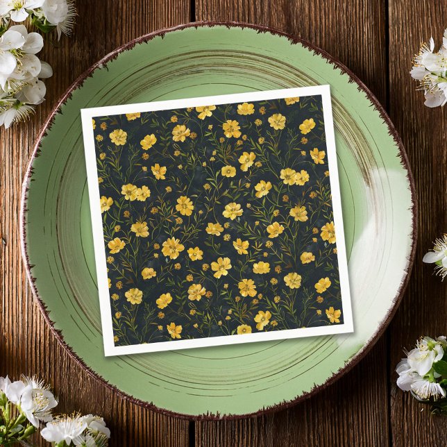 Guardanapo De Papel Dia de as mães de Flores Amarelo Elegante (Criador carregado)